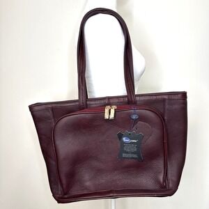 NEW AmeriLeather Leather Tote Shoulder Bag Oxblood Handbag Work Laptop Double